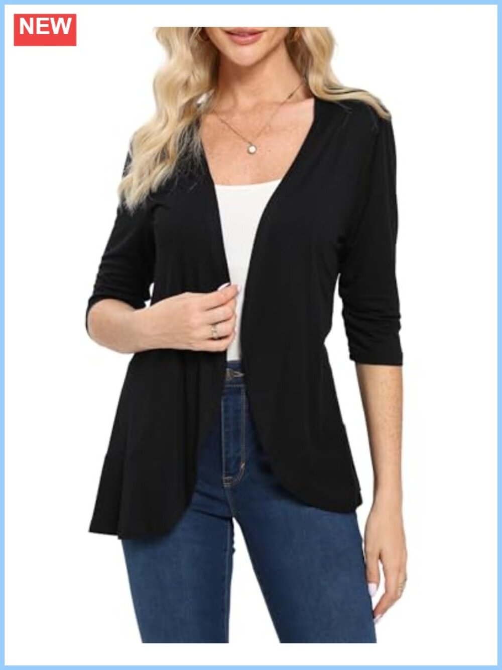 Women's Casual 3/4 Sleeve Open Front Cardigan Lightweight Soft